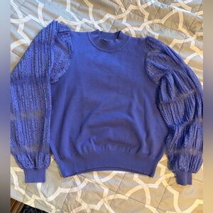 Nanette Lepore Lace Puff-Sleeve Turtleneck Sweater